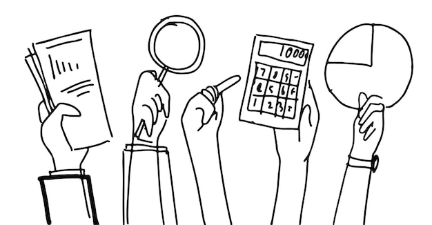 png business finance doodle hands holding objects