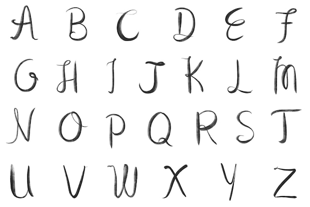 Png calligraphy capital alphabet set typography font
