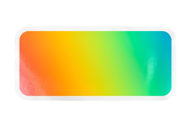 PNG neon gradient sticker printable rectangle clipart with white outline transparent background