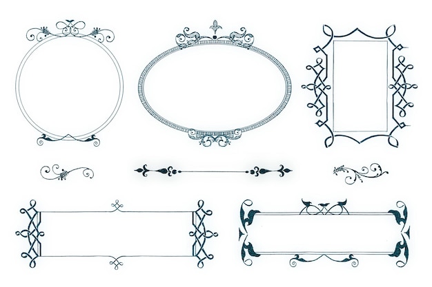 Png vintage Victorian frame and border ornament collection remix from The Model Book of Calligraphy Joris Hoefnagel and Georg Bocskay