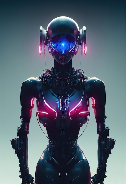 Portrait of a futuristic female robot An artistic abstract steampunk fantasy