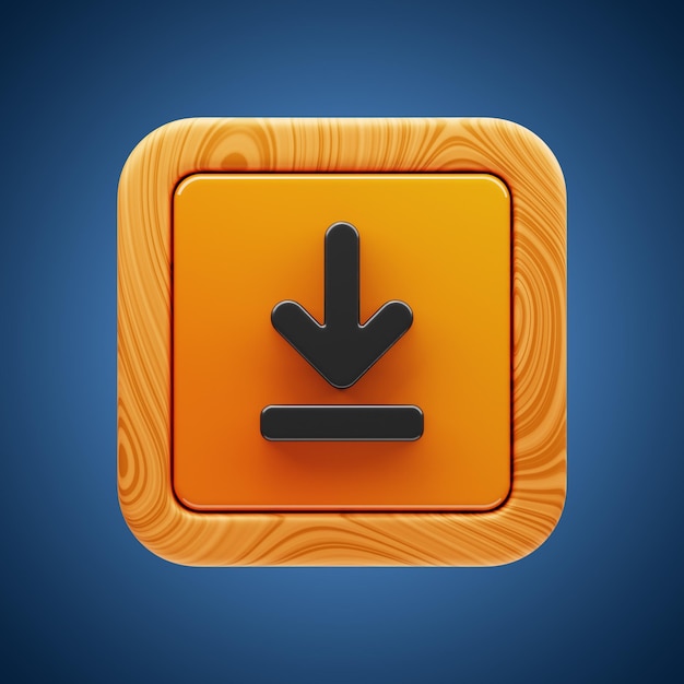 Premium game button download icon 3d rendering on isolated background