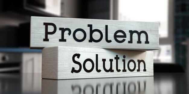 problem solution words on wooden blocks 3d illustration