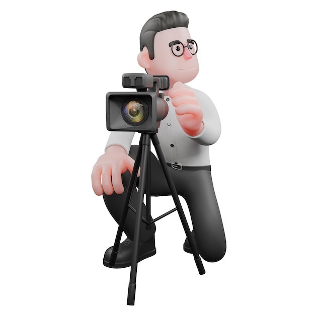 Producer squats while facing left
