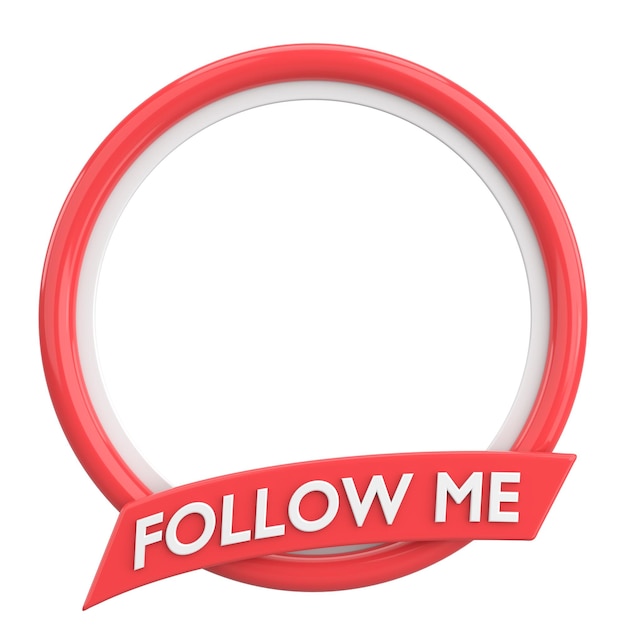Profile frame with follow me text 3D illustration
