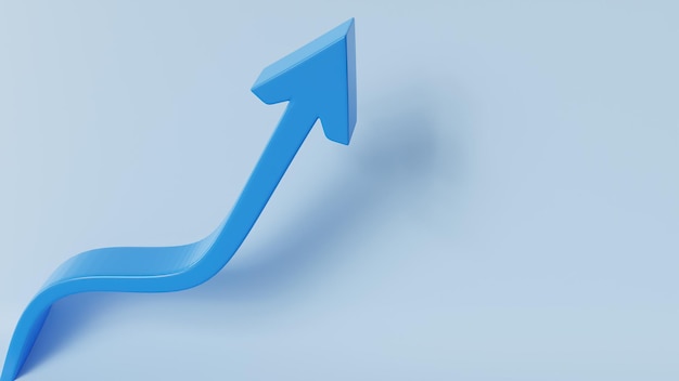 profits on the rise 3d arrow pointing upward in success and profit concept 3d render