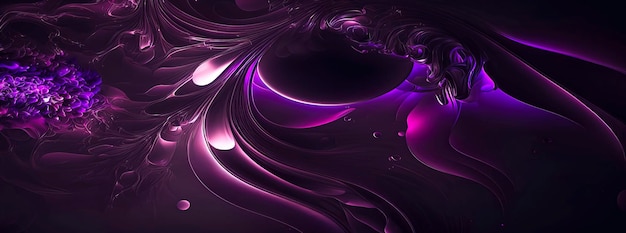 Purple abstract wave wallpaper panoramic banner with purple color