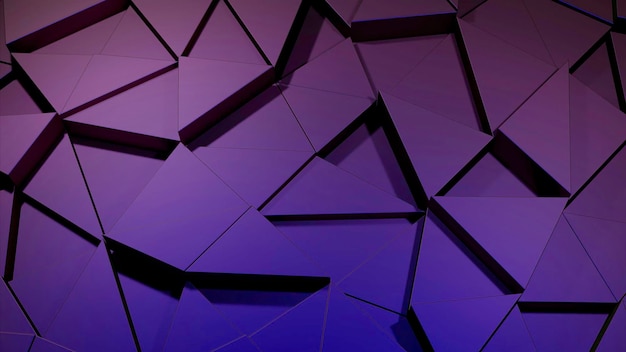 Purple triangular constructor design triangles made in computer graphics that separate and connect