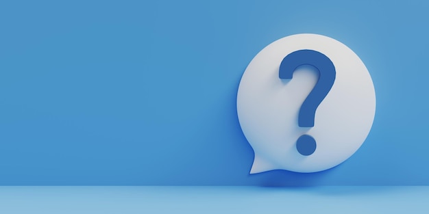 Quesiton mark on speech bubble background 3d rendering