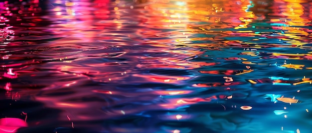quotAbstract Water Reflections at Night with Neon Lightsquot