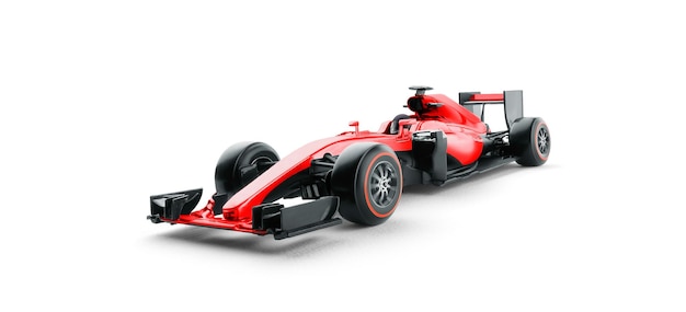 race car and driver angled view isolated on white background 3d rendering