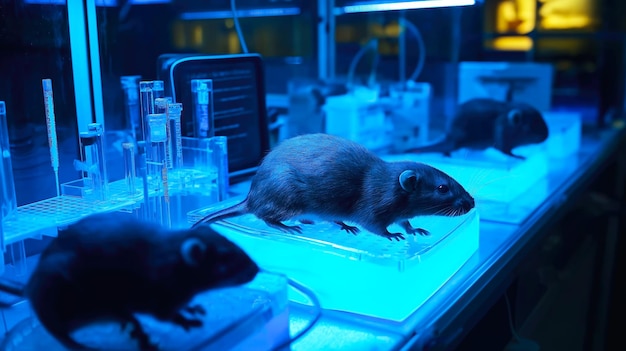 Rats are shown in an experiment lab setting Generative AI