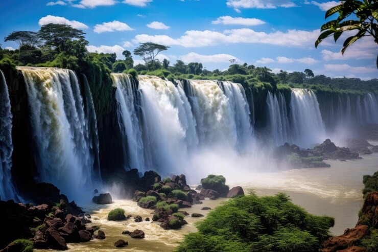 Realistic image of Iguazu Falls in Brazil hyperrealistic photography ai generated