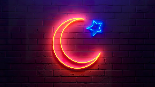 realistic isolated neon sign of eid alfitr