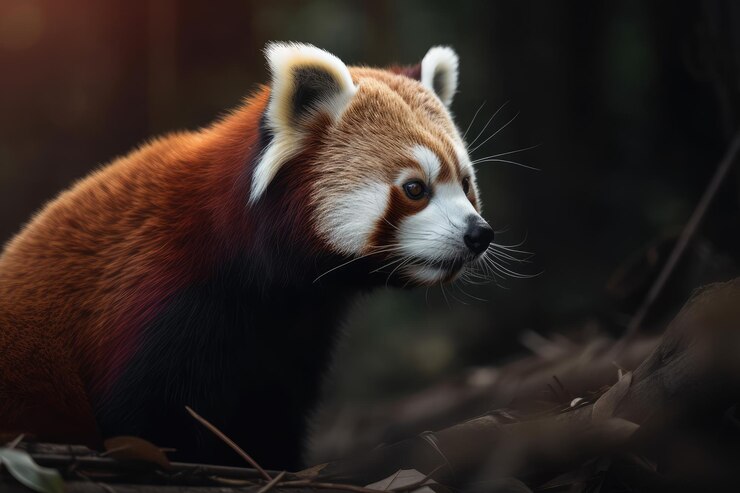 Red panda on top of a tree beautiful background forest background ai generated