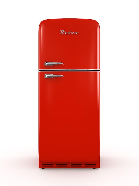 retro fridge isolated on white background 3d rendering