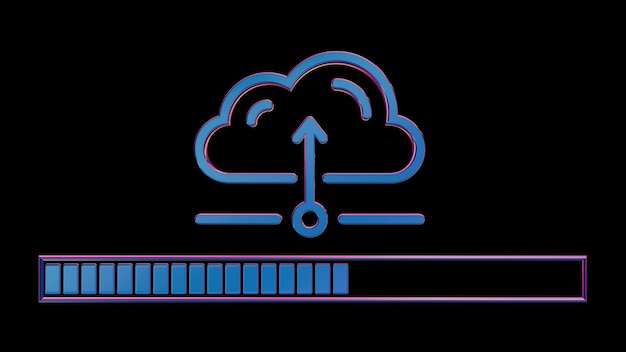 retro loading animation 3d neon retro icon cloud with