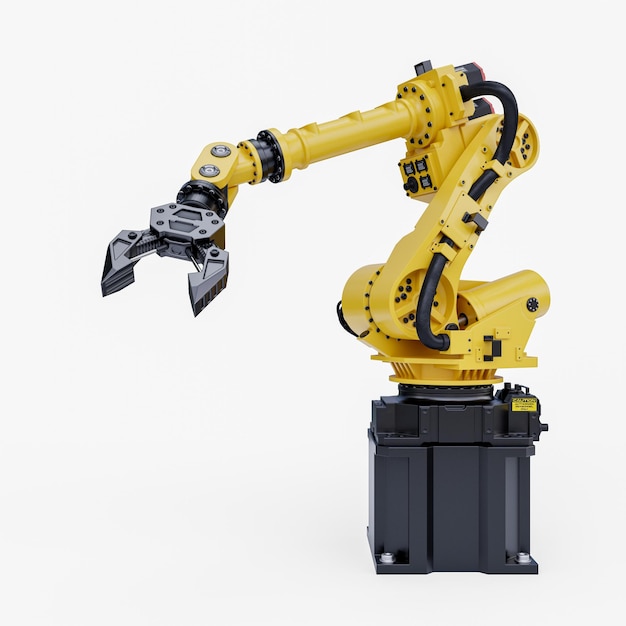 Robot arm grippers for industry on white background3D rendering