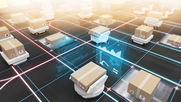 Robot transportation and cargo handlingusing automation in product managementWarehousing