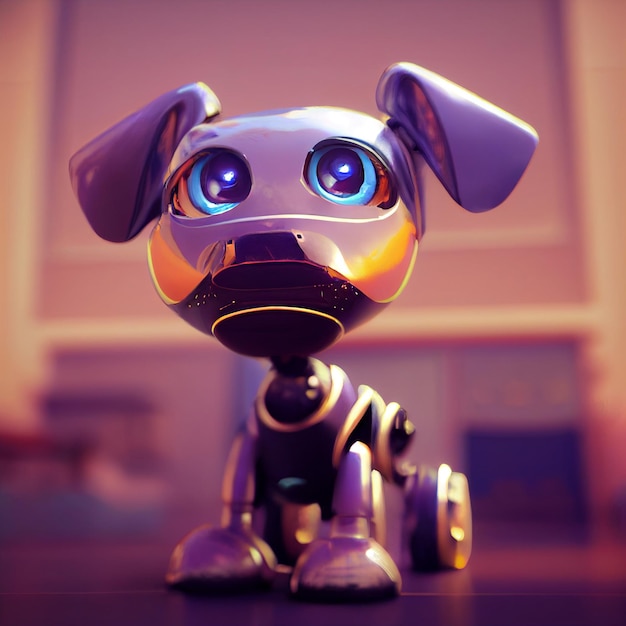 Robotic dog toy futuristic illustration