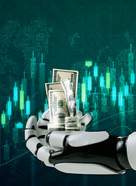 Robots generating money collage