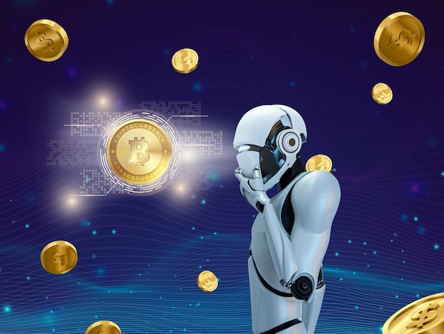 Robots generating money collage