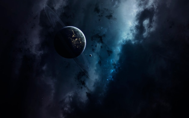Science fiction-romtapet, utrolig vakre planeter, galakser, mørk og kald skjønnhet i et endeløst univers.