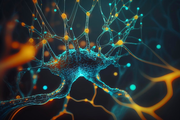 Scientific and technological abstract image of biological neural networkAI technology generated image