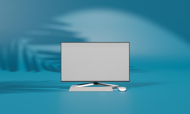 screen mock up with shadow color wall background copy space 3d rendering