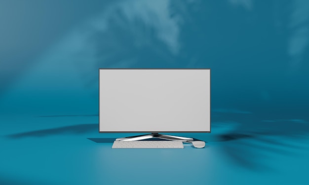 screen mock up with shadow color wall background copy space 3d rendering
