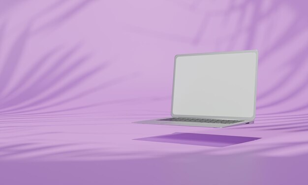 screen mock up with shadow color wall background copy space 3d rendering