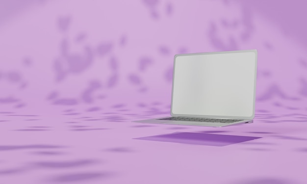 screen mock up with shadow color wall background copy space 3d rendering