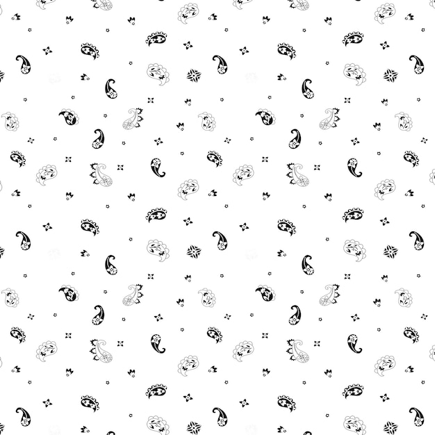 Seamless floral paisley pattern Vector damask background Hand drawn seamless floral paisley pattern