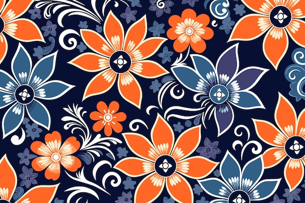 Seamless pattern with flowers in retro style Background texture Vector illustration