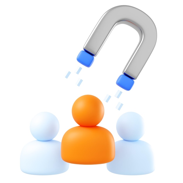 Selection of quality employees 3D illustrations Employee icon and magnet icon