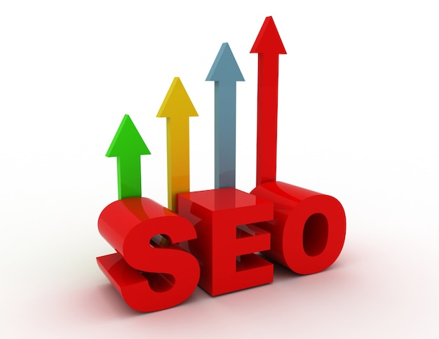 SEO - Search Engine Optimization with arrows . 3d rendered illustration