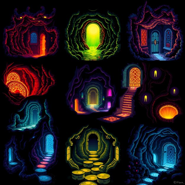 Set Hive Like Structures With Holographic Pathways Walls Appear Alive With Glowing Patterns Passag