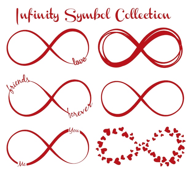 Set of infinity symbolsRepetition and unlimited cyclicity icon and sign illustration on white background Eps10