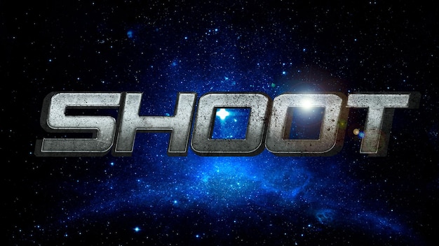 Shoots name logo, Shoot 3d silver text design.
