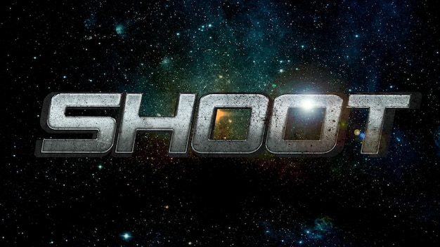 Shoots name logo, Shoot 3d silver text design.
