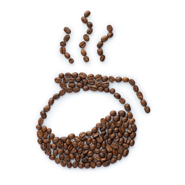 silhouette of pot with steam made from roasted coffee beans
