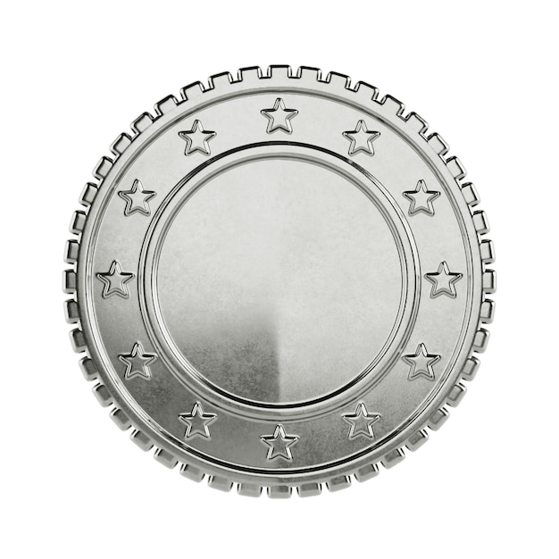 Silver Mockup Coin with Empty Space for Your Design 3d Rendering
