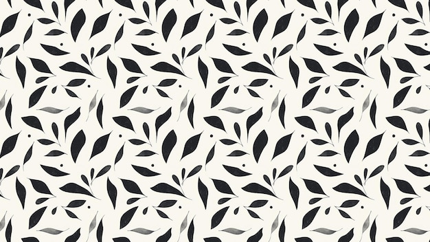 Simple Black and White Leaf Pattern