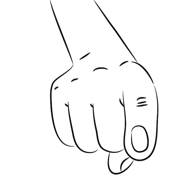 Sketch of human hand with pointing forefinger