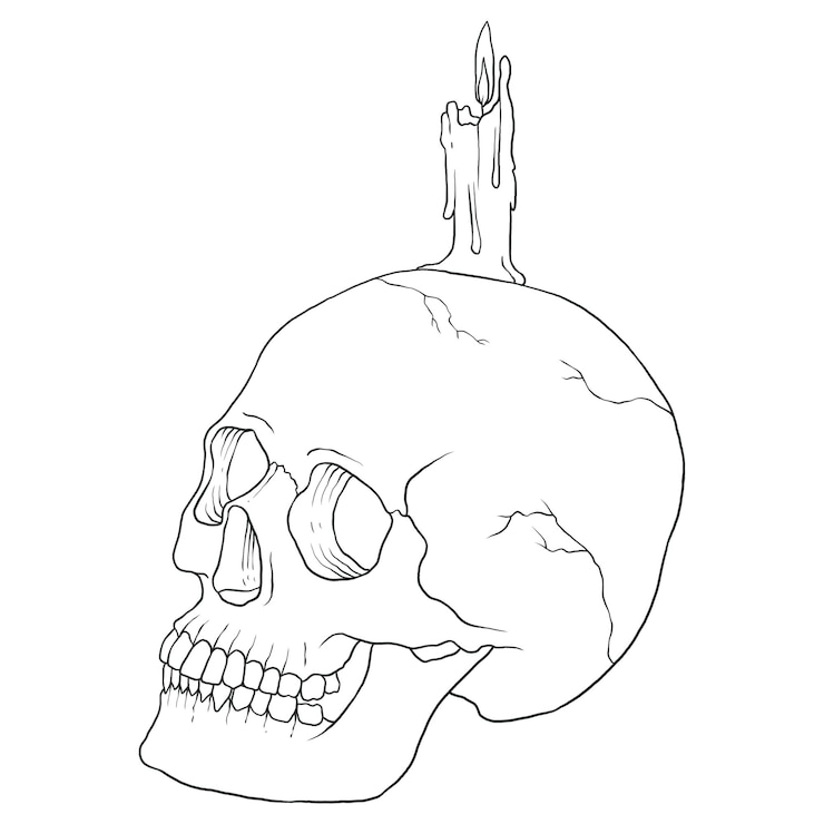 Foto skull outline png spiritual illustration transparent background