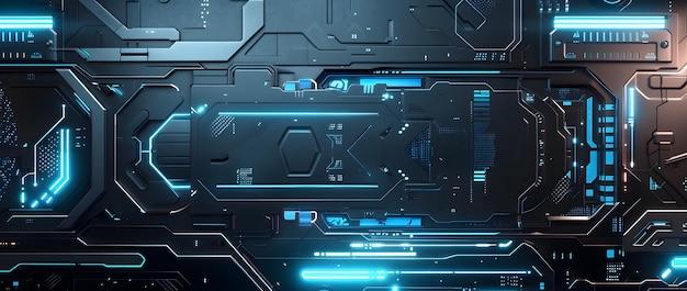 sleek futuristic digital interface with glowing circuit technology elements