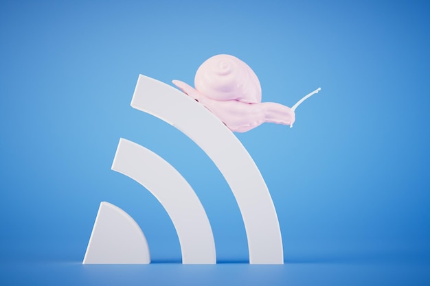 Slow WiFi connection the concept of speed in the modern network Internet data transfer 3d render