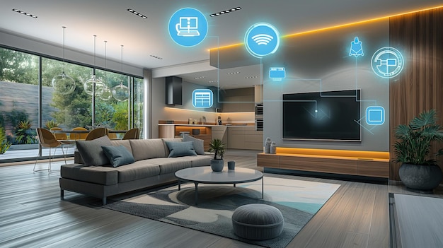 Smart Home Living Area with Innovative Technology