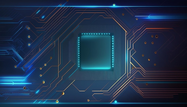 Smart microchip technology background in gradient blue