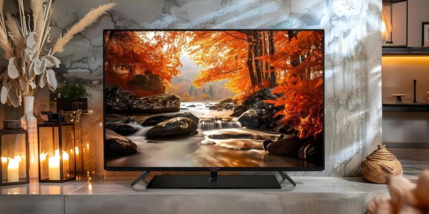 Smart TV with interactive features streaming services and multiple channel options Concept Smart TV Features Streaming Services Interactivity Multiple Channels